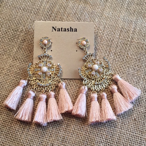Natasha Jewelry - Natasha Gold/Blush Statement Pierced earrings